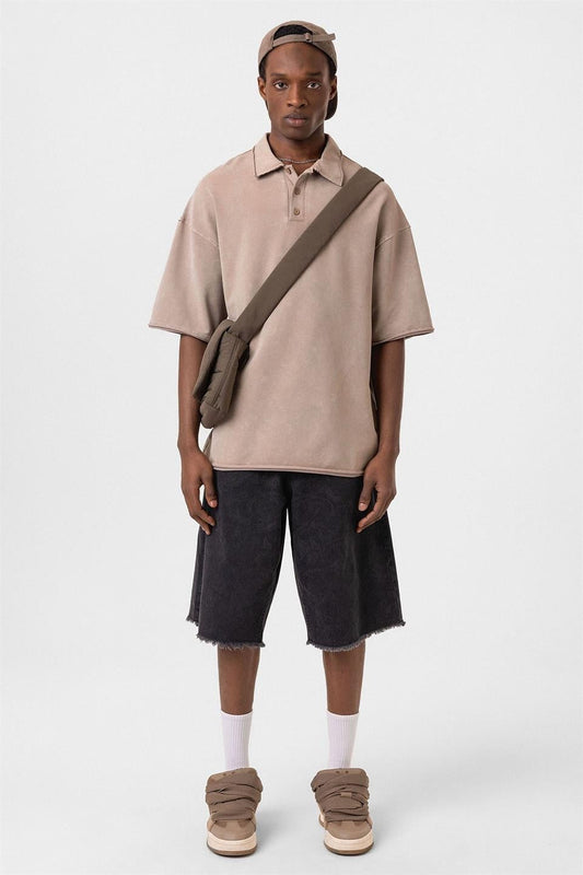 Oversized Polo-Neck T-Shirt (Machine Washable)