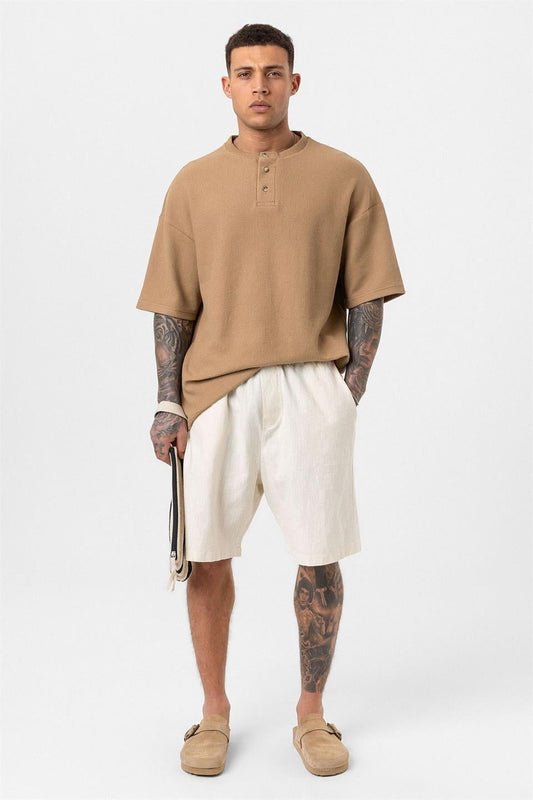 Oversized T-Shirt with Button-Down Collar