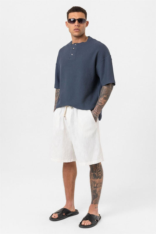 Oversized T-Shirt with Button-Down Collar