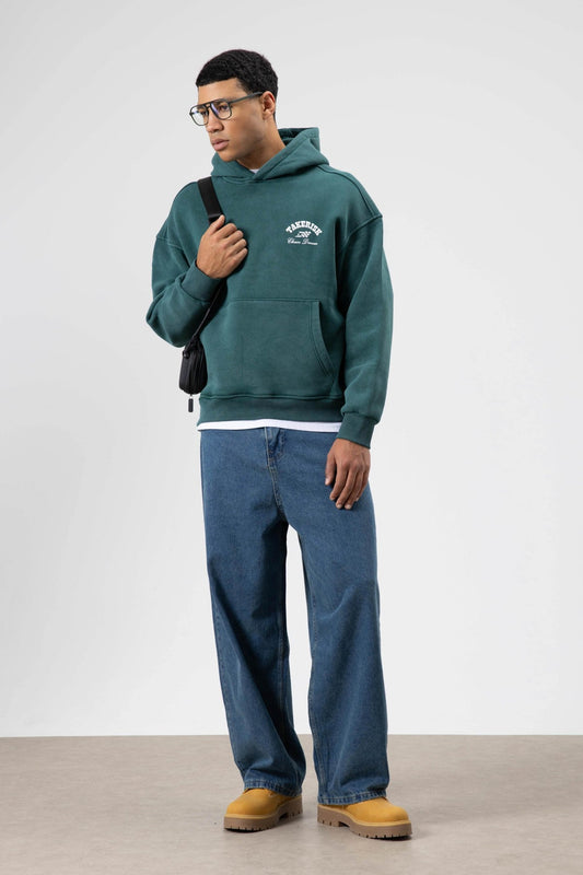 Oversized, Pre-Washed, Boxy-Fit Hooded Sweatshirt