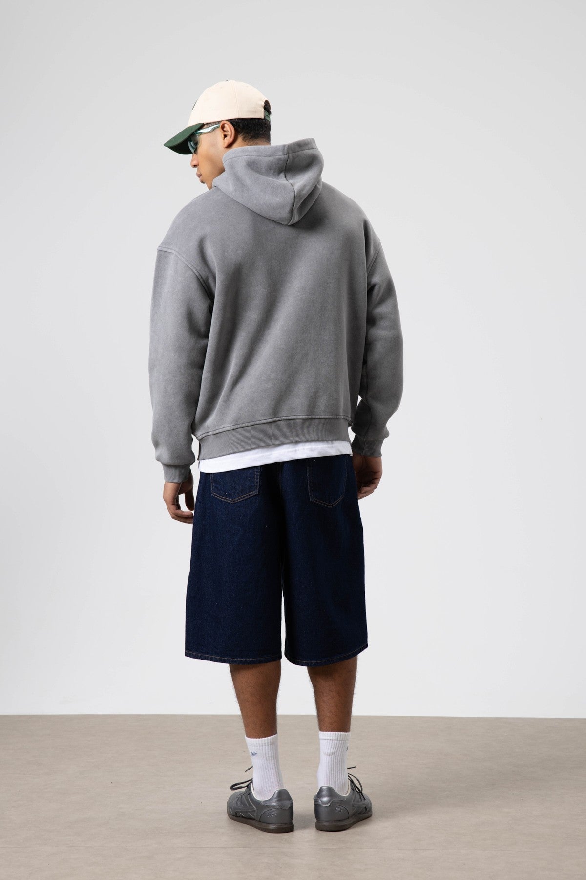 Oversized Washed Printed Hooded Sweatshirt
