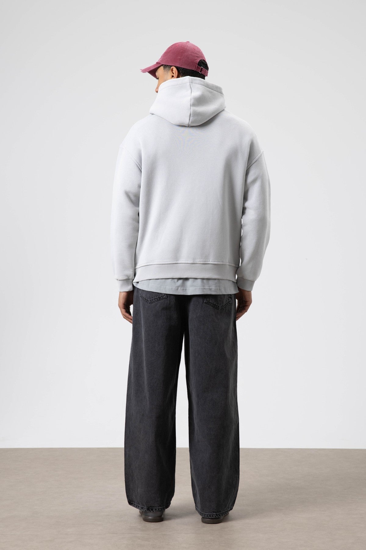 Oversized Washed Printed Hooded Sweatshirt