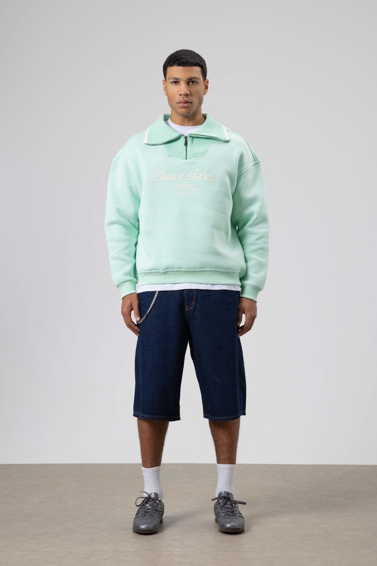 Oversized Zipper-Neck Sweatshirt