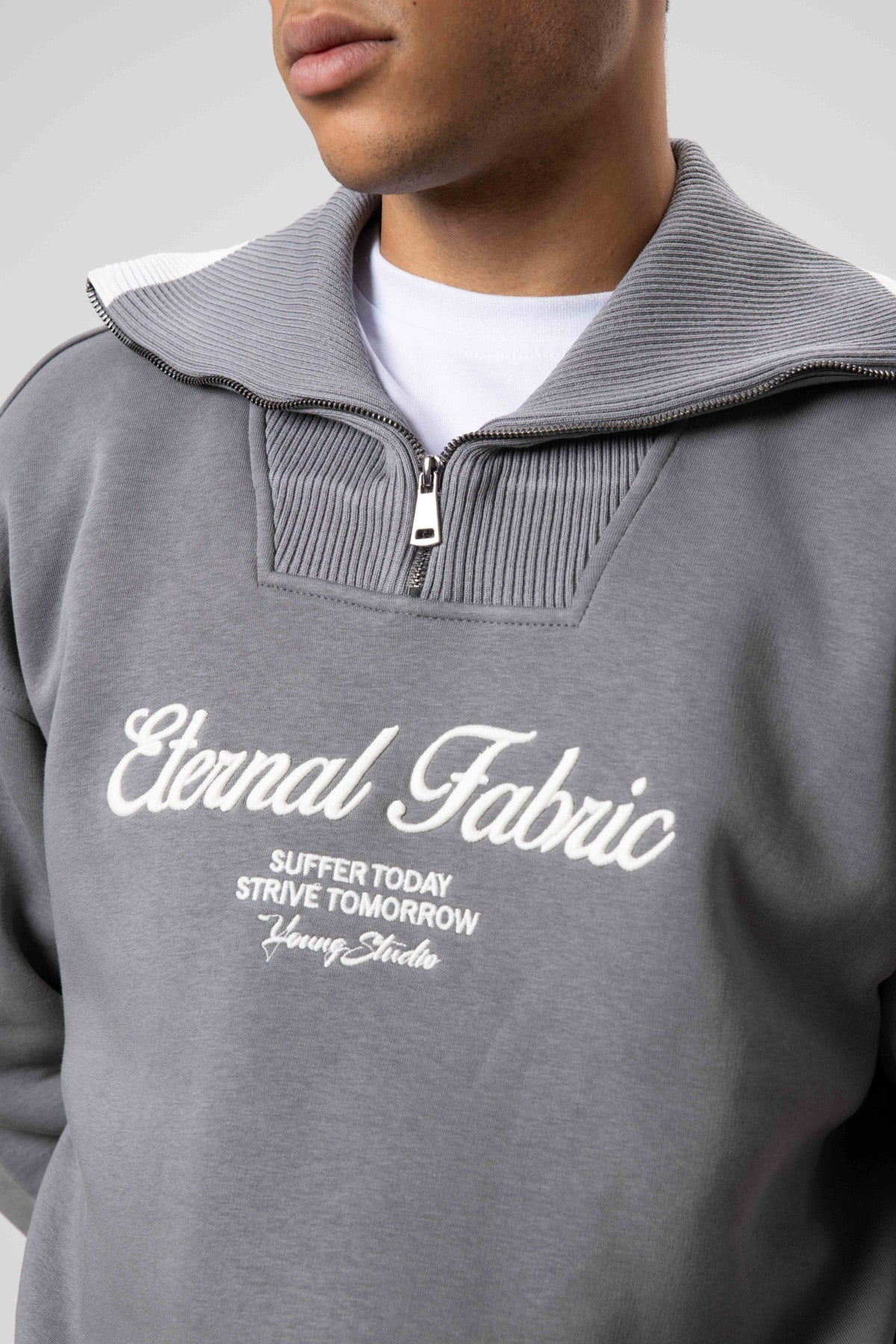 Oversized Zipper-Neck Sweatshirt
