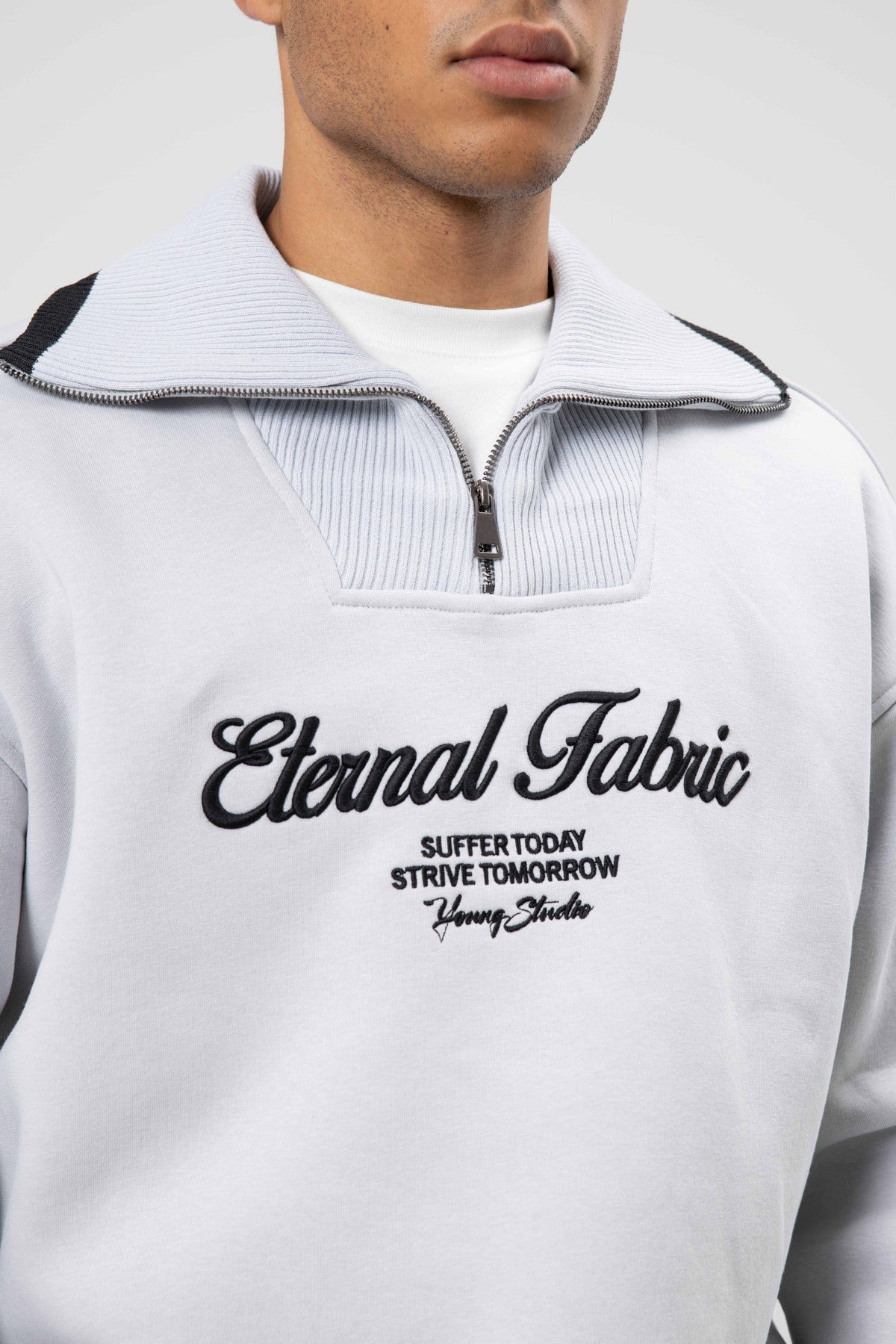 Oversized Zipper-Neck Sweatshirt