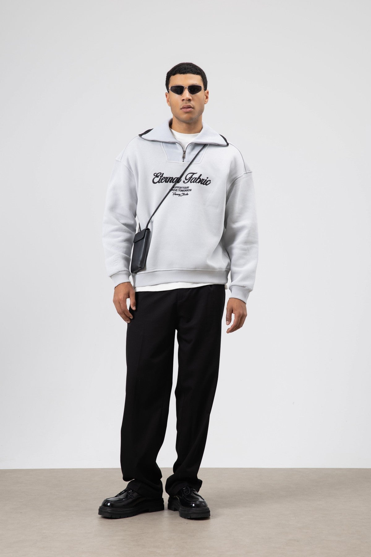 Oversized Zipper-Neck Sweatshirt