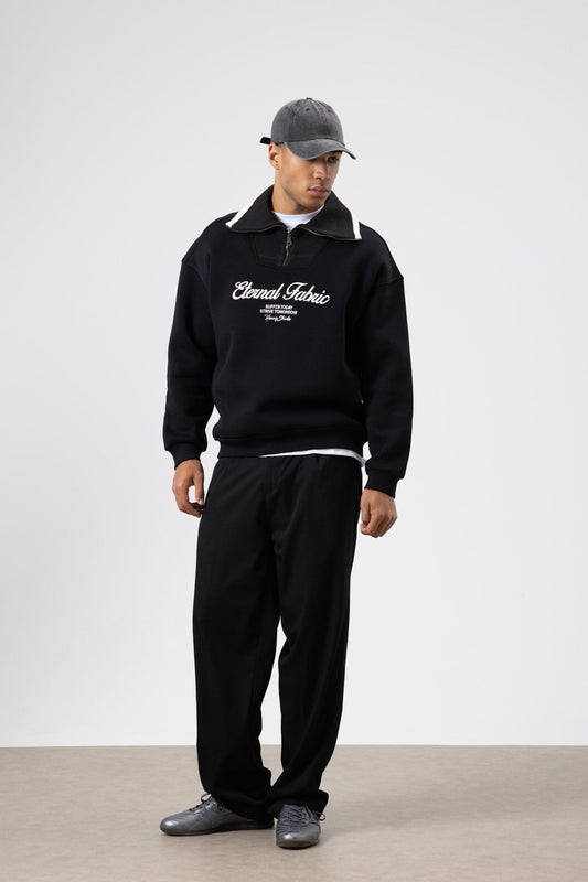 Oversized Zipper-Neck Sweatshirt