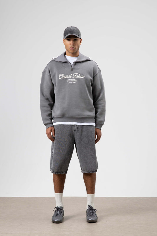 Oversized Zipper-Neck Sweatshirt