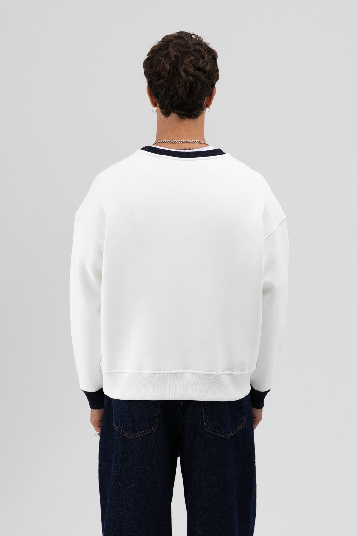 Oversized Sweatshirt with Crew Neck and Pocket Details