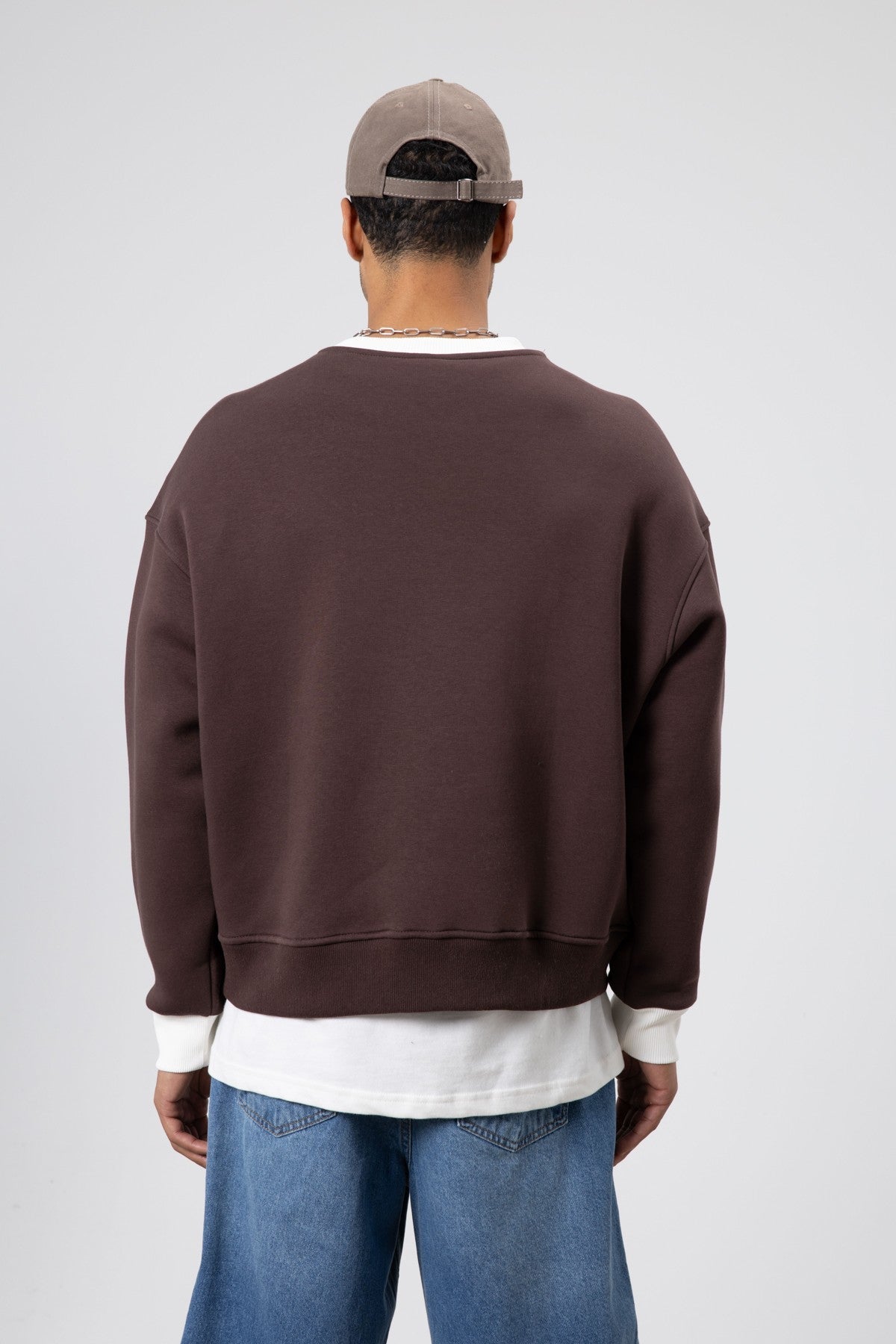 Oversized Sweatshirt with Crew Neck and Pocket Details