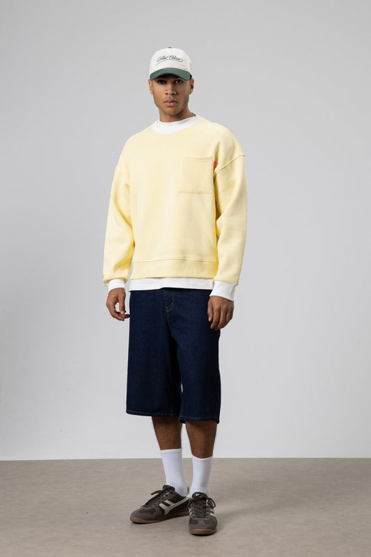 Oversized Sweatshirt with Crew Neck and Pocket Details