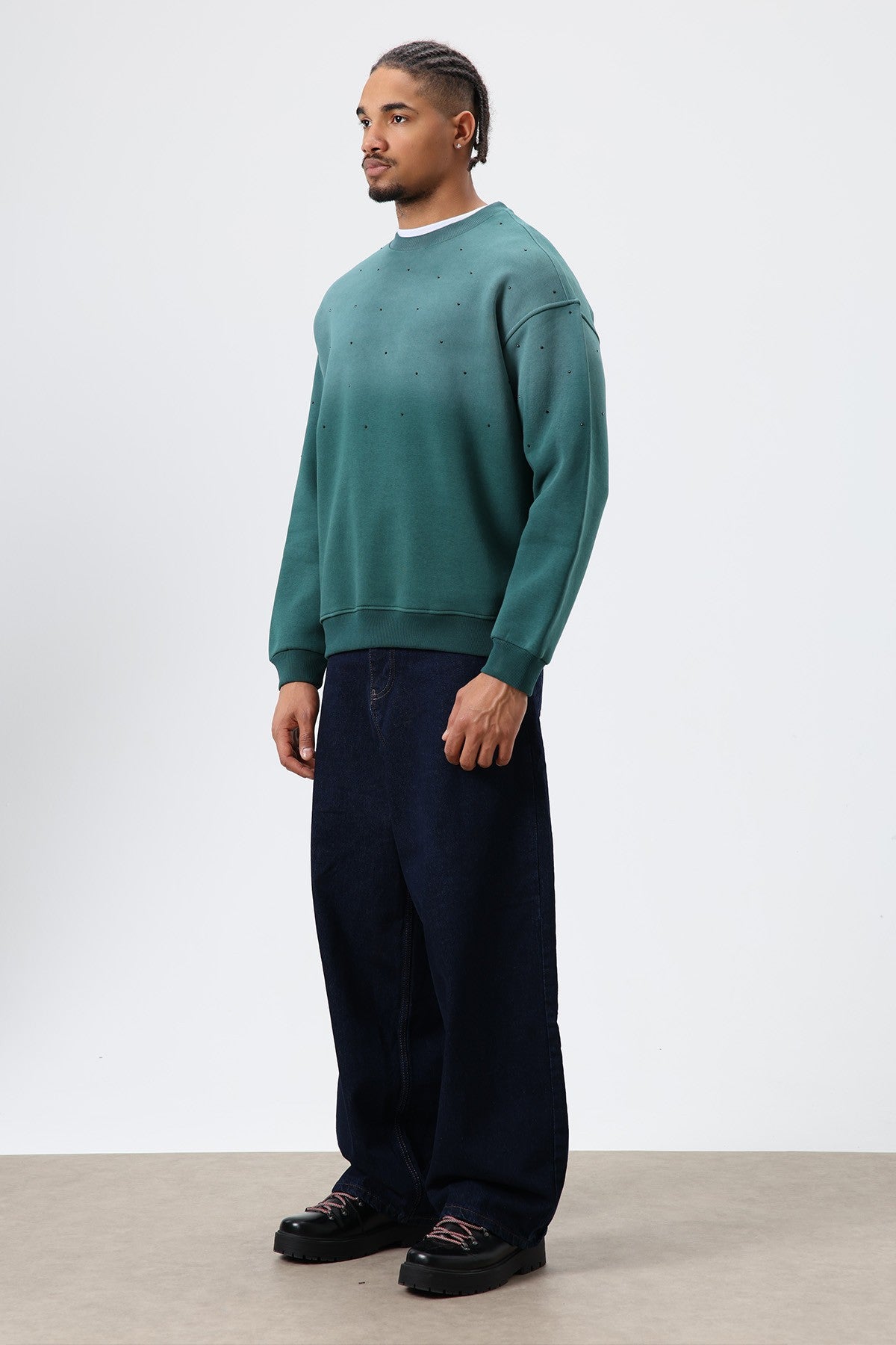 Oversized Sweatshirt with Stone-Washed Details