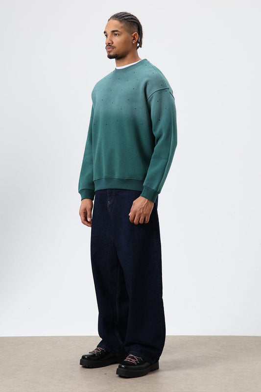 Oversized Sweatshirt with Stone-Washed Details