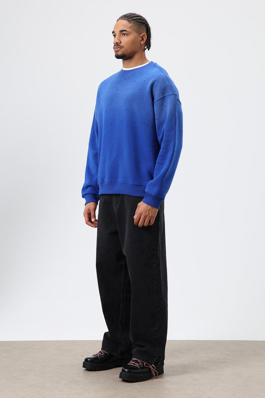 Oversized Sweatshirt with Stone-Washed Details
