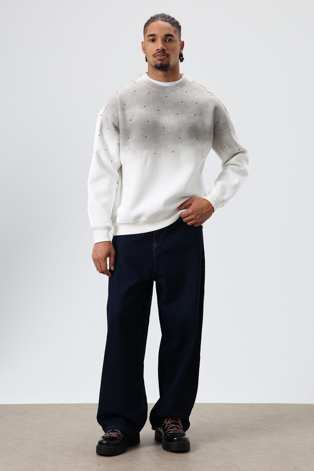 Oversized Sweatshirt with Stone-Washed Details