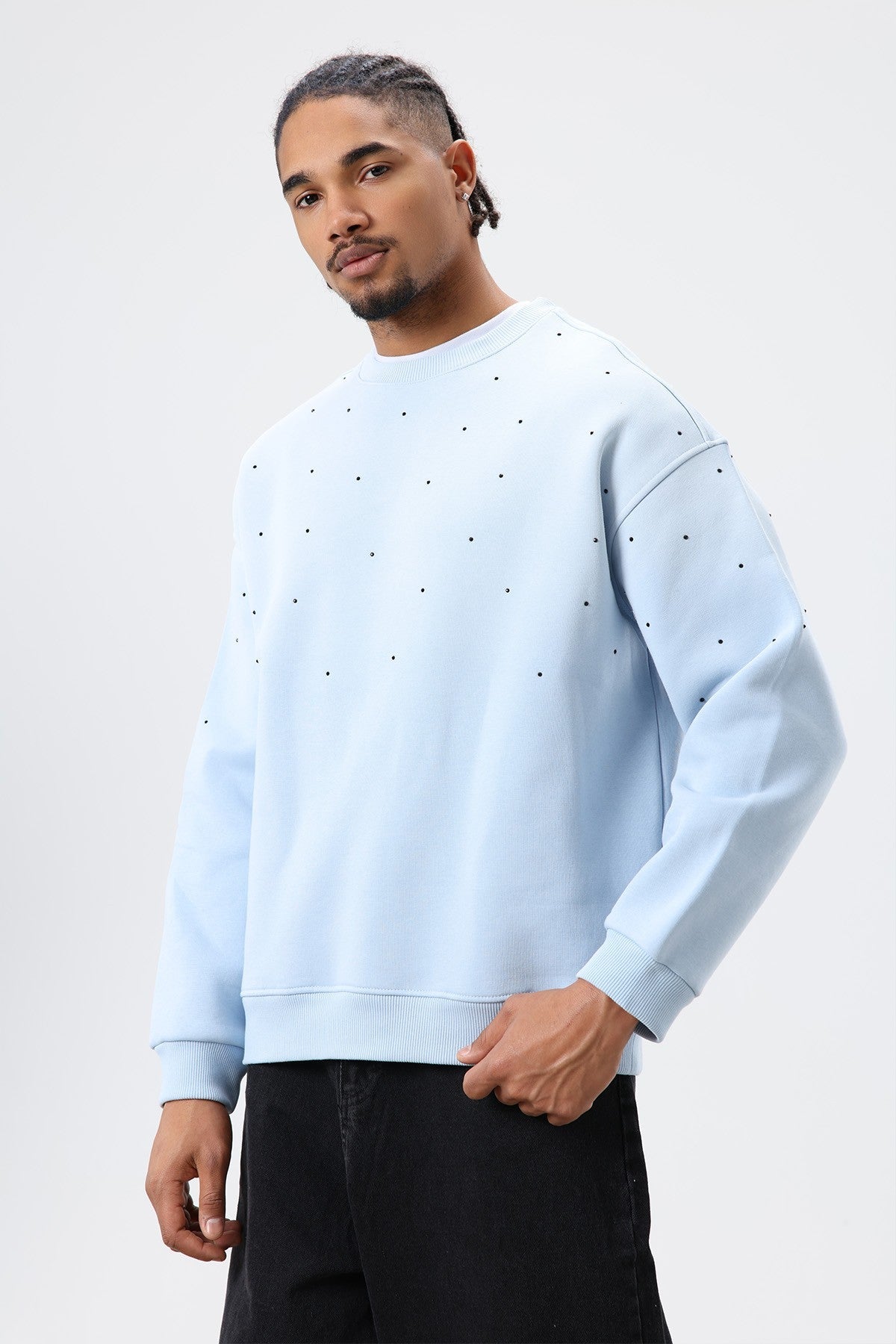 Oversized Sweatshirt with Stone-Washed Details