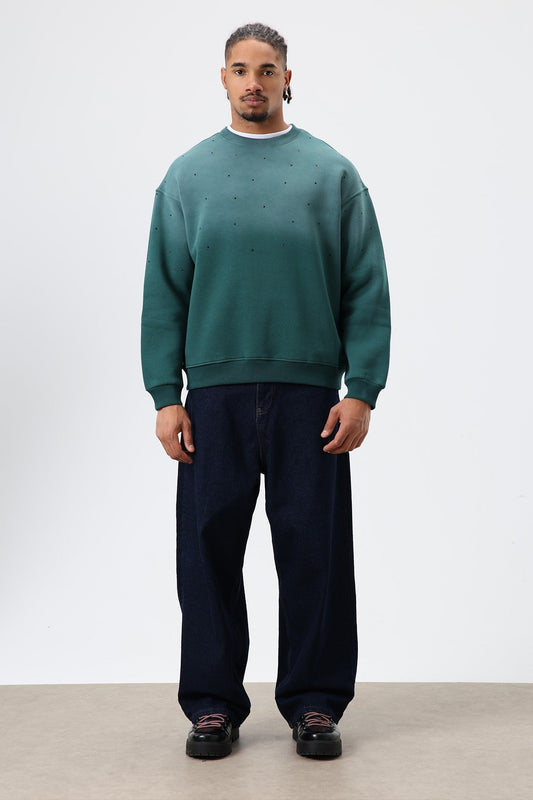 Oversized Sweatshirt with Stone-Washed Details
