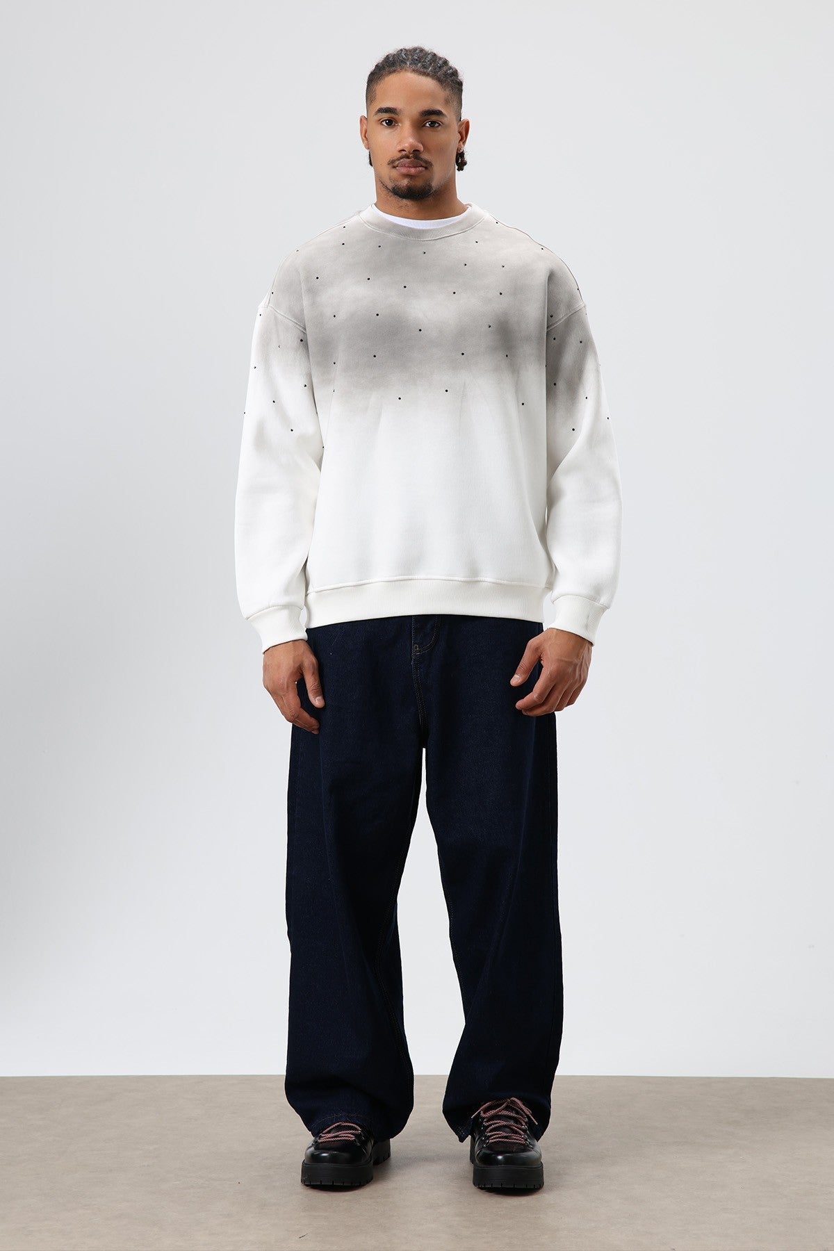 Oversized Sweatshirt with Stone-Washed Details
