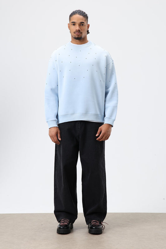 Oversized Sweatshirt with Stone-Washed Details