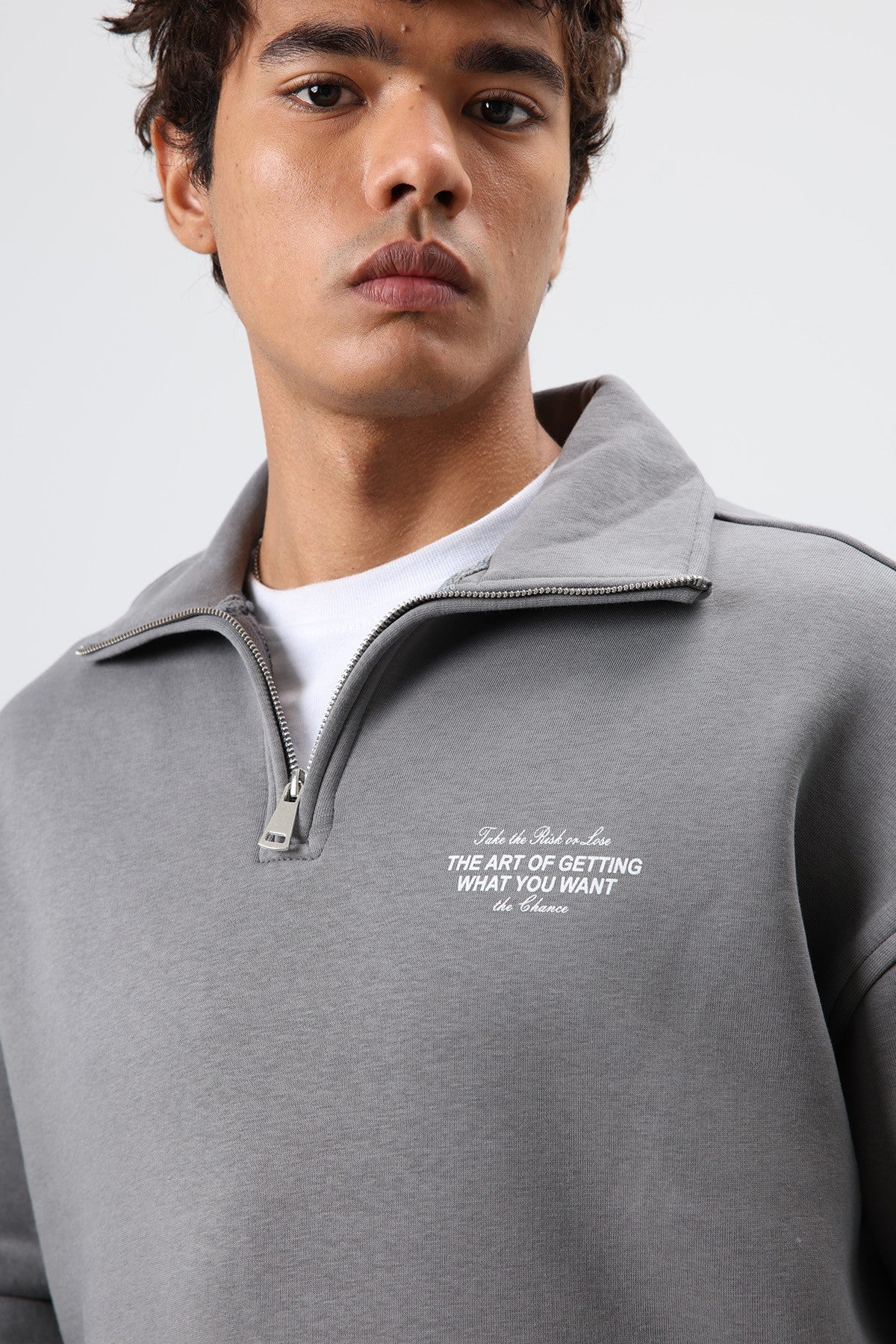 Oversized Polo-Neck Sweatshirt