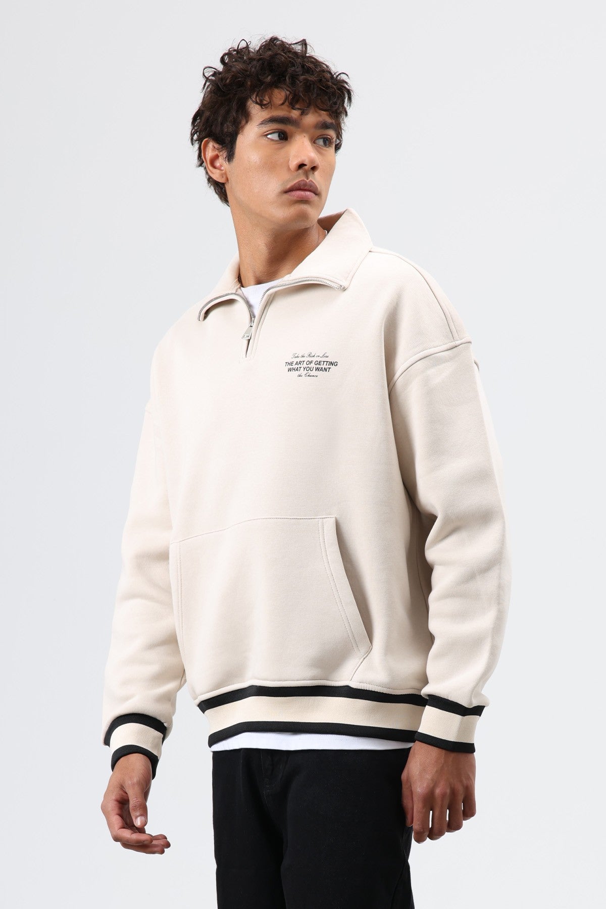 Oversized Polo-Neck Sweatshirt