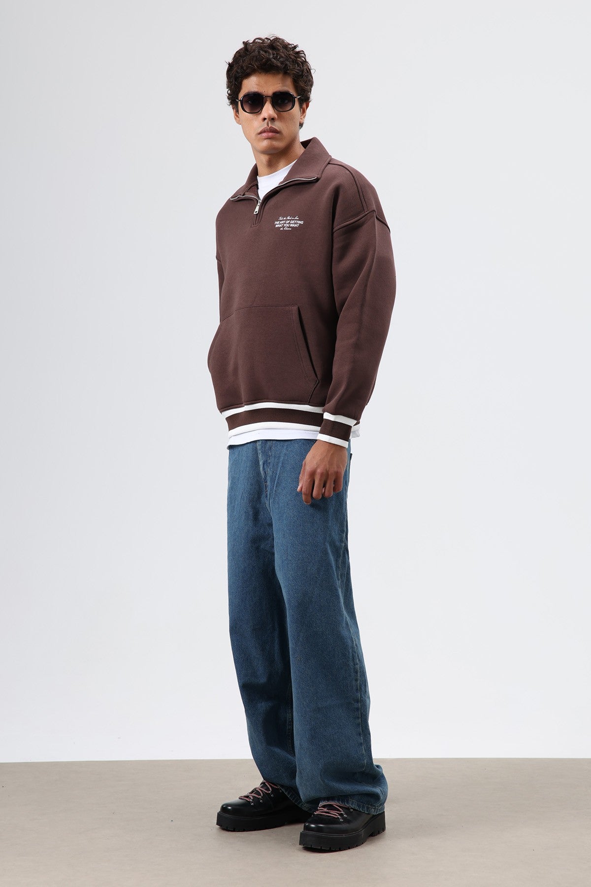 Oversized Polo-Neck Sweatshirt