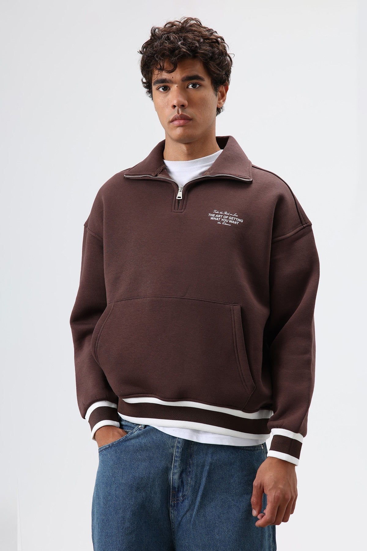 Oversized Polo-Neck Sweatshirt