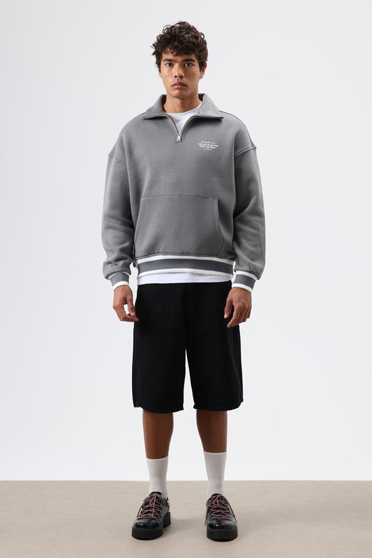 Oversized Polo-Neck Sweatshirt