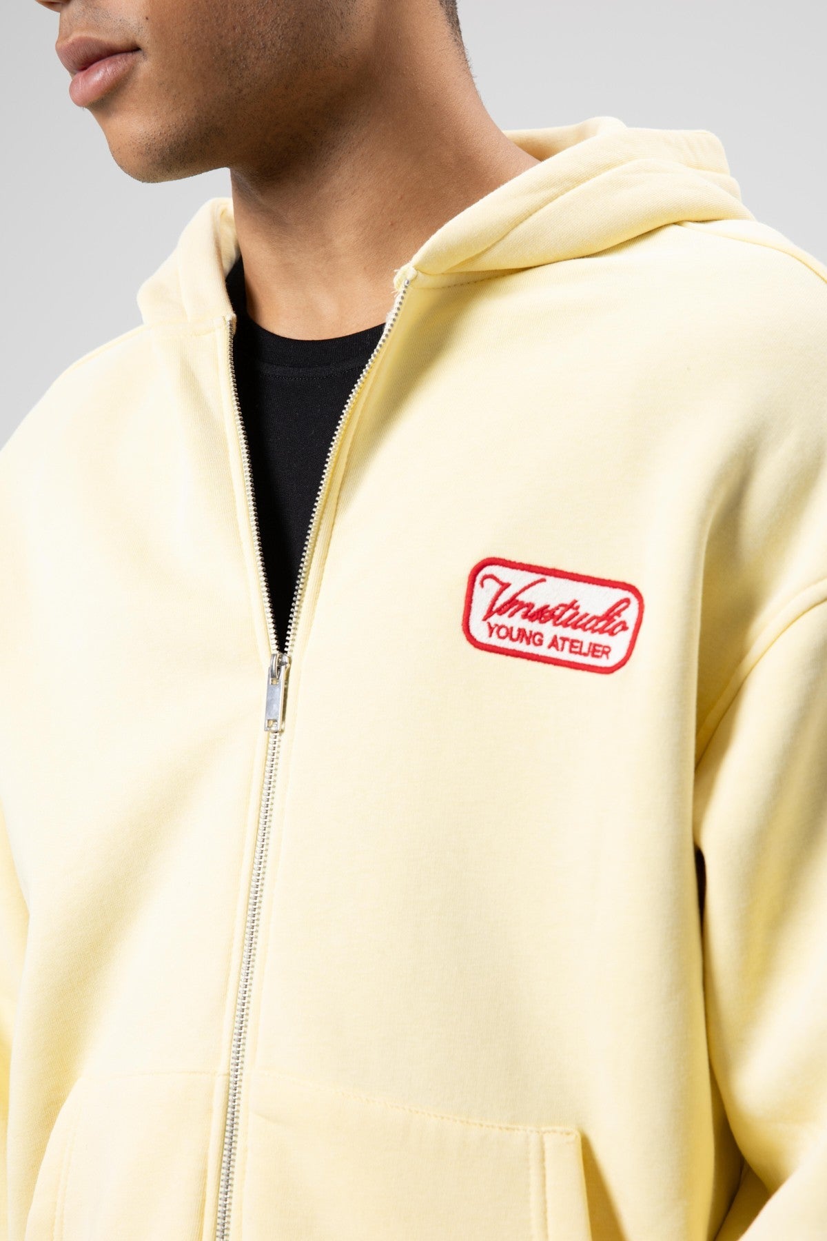 Oversized Zipper-Front Hooded Sweatshirt