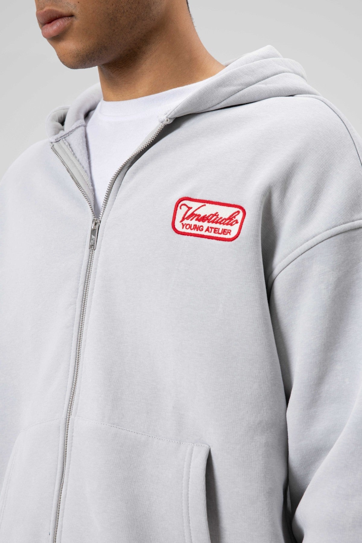 Oversized Zipper-Front Hooded Sweatshirt