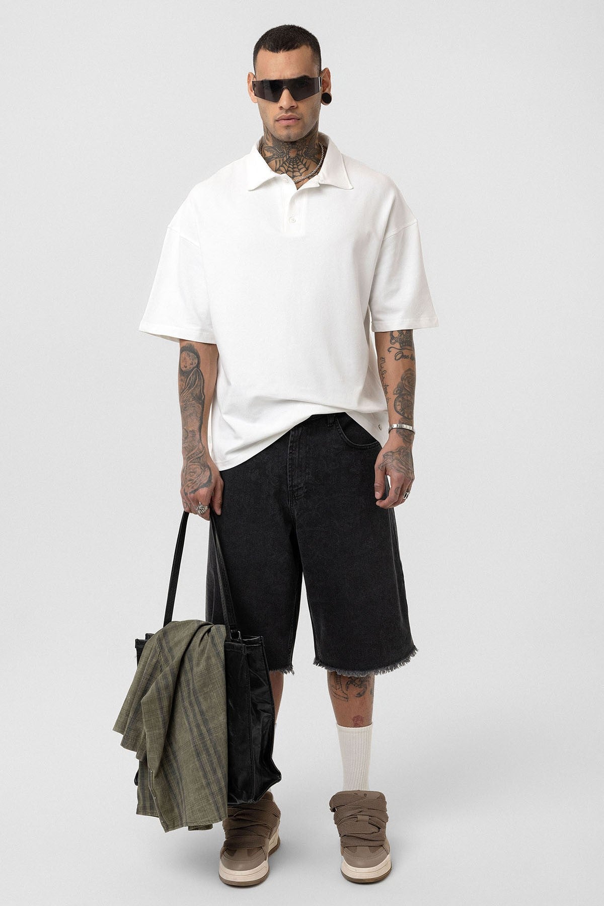 Basic Oversized Polo-Neck T-Shirt
