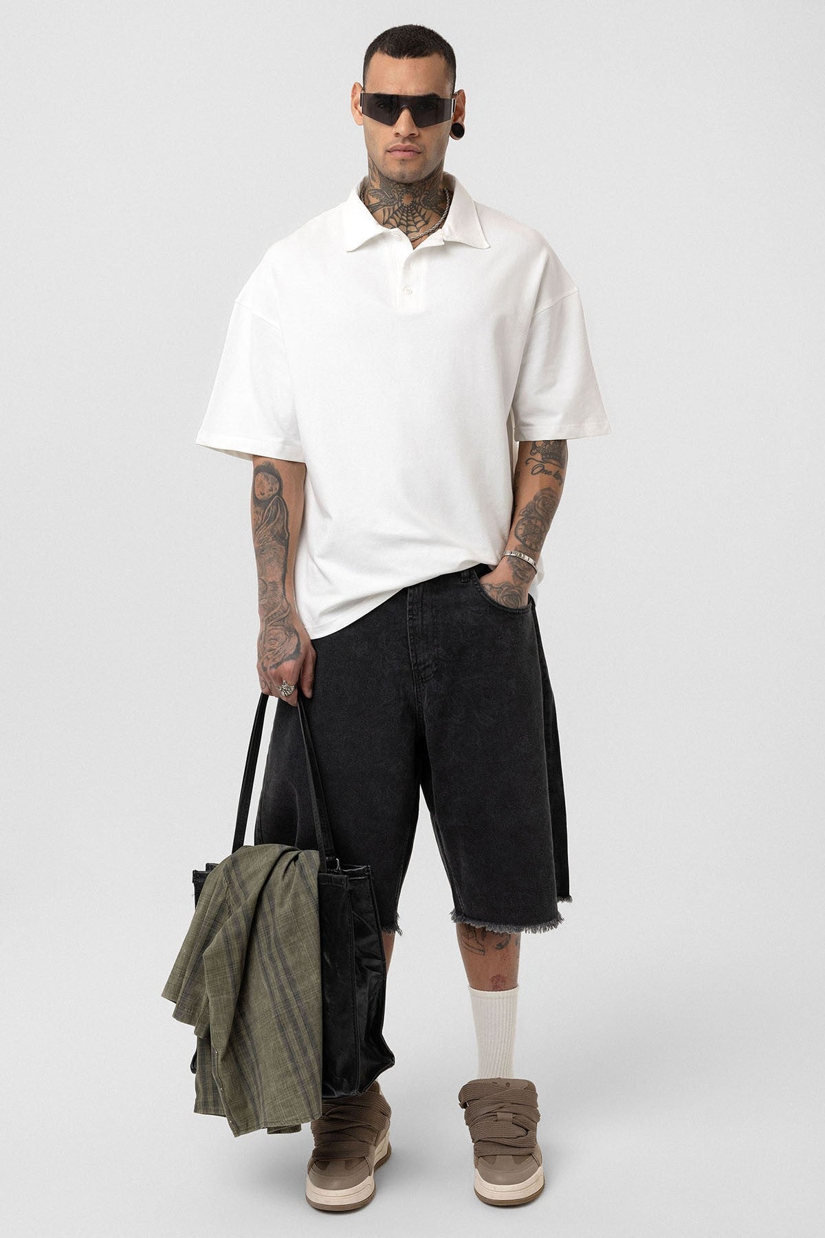 Basic Oversized Polo-Neck T-Shirt