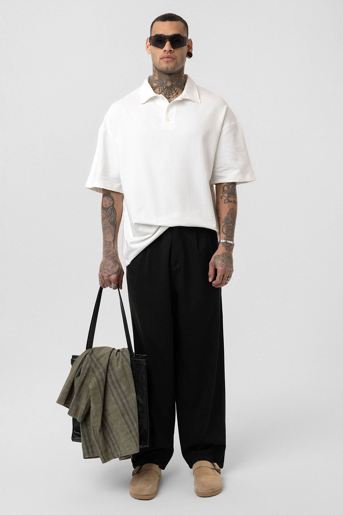 Basic Oversized Polo-Neck T-Shirt