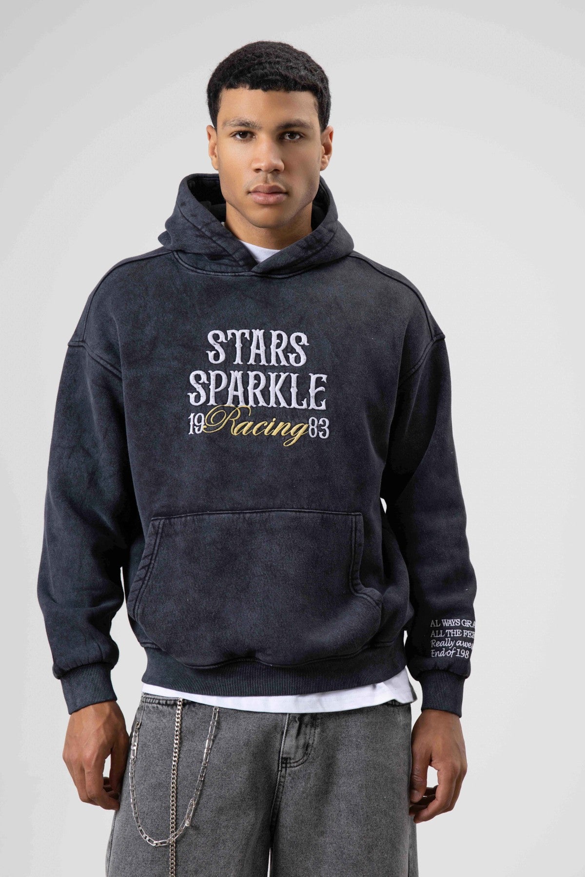 Oversized Embroidered Hooded Sweatshirt
