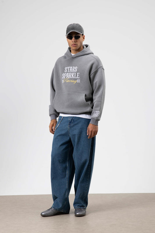 Oversized Embroidered Hooded Sweatshirt