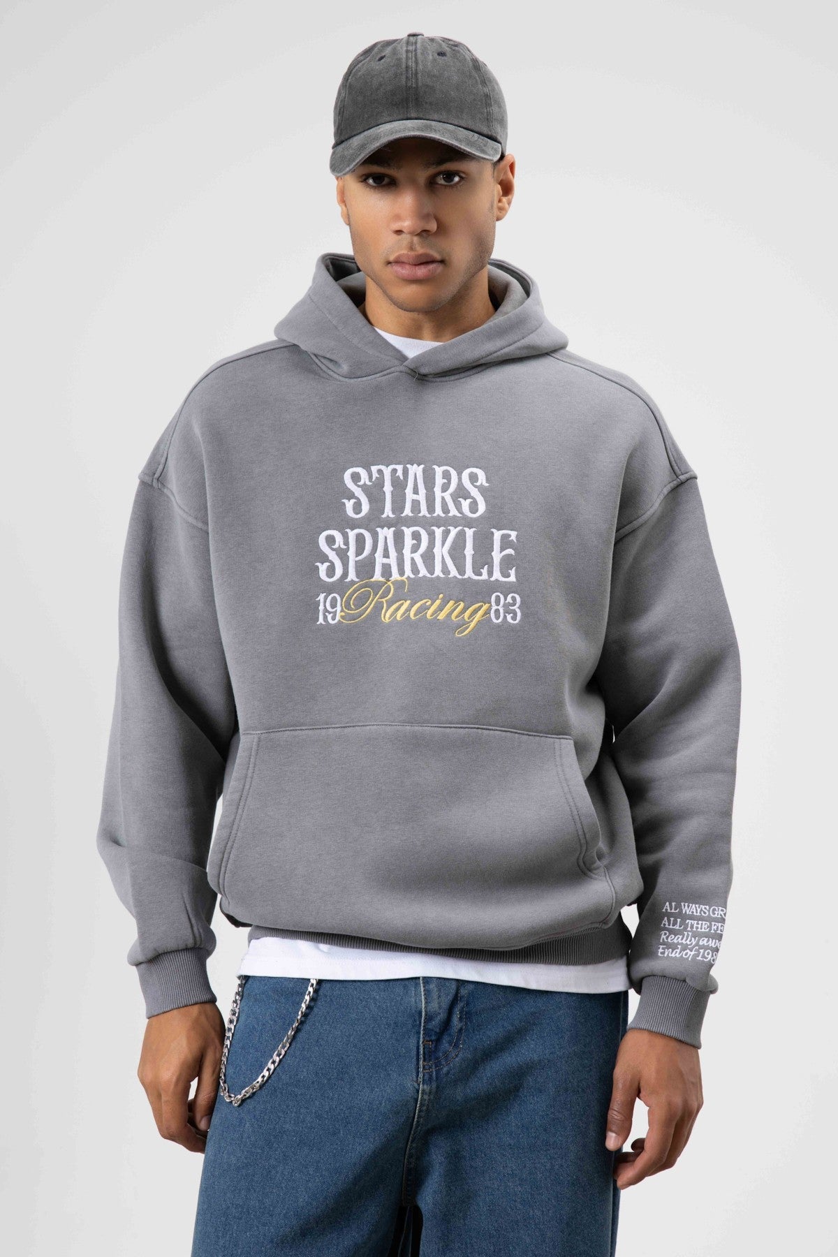Oversized Embroidered Hooded Sweatshirt