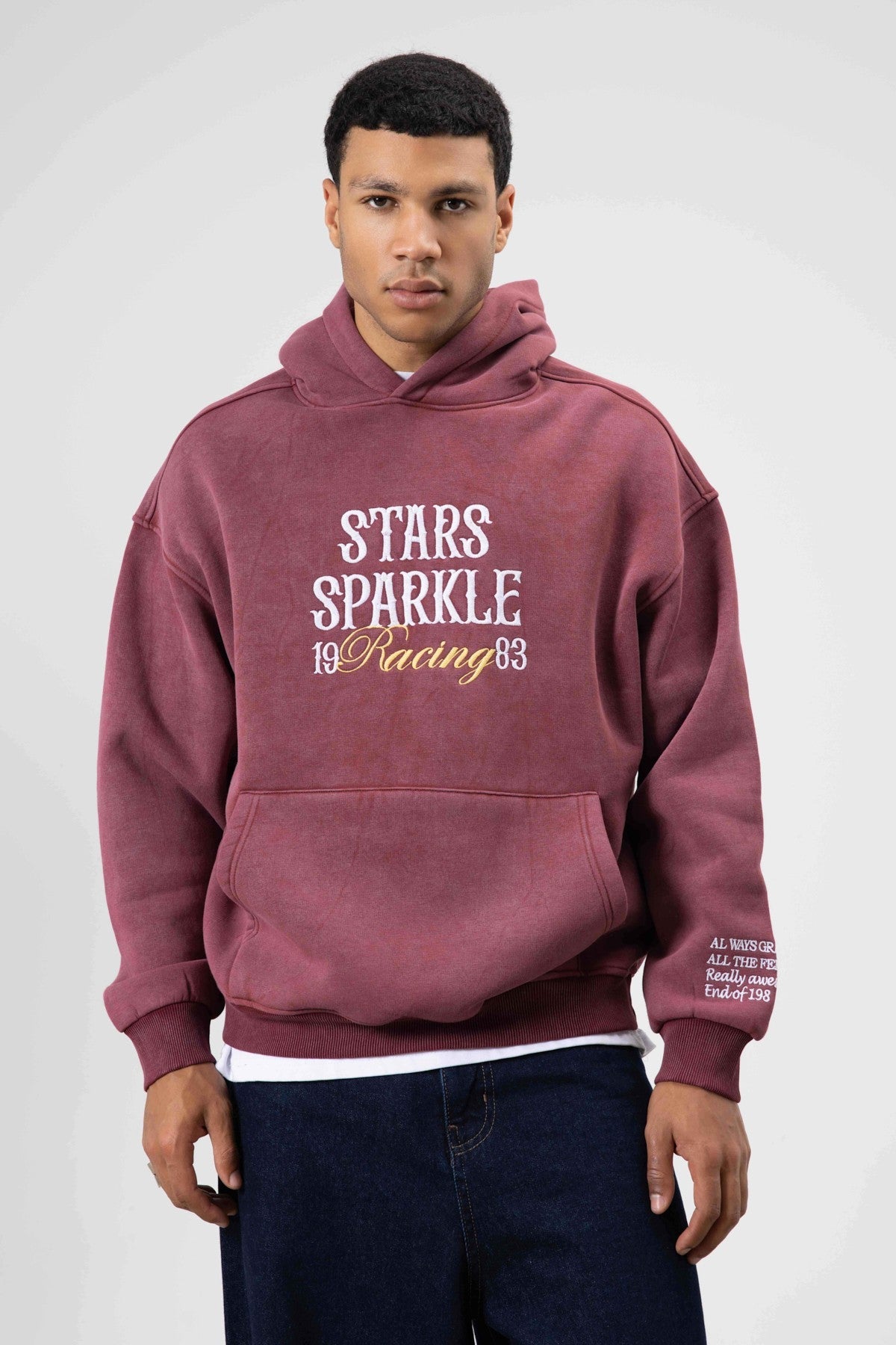 Oversized Embroidered Hooded Sweatshirt
