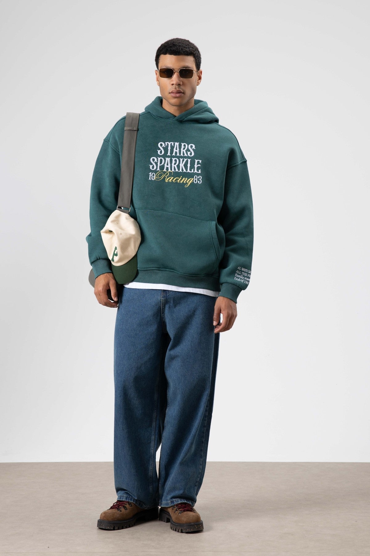 Oversized Embroidered Hooded Sweatshirt