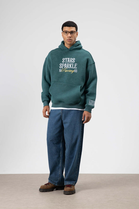 Oversized Embroidered Hooded Sweatshirt