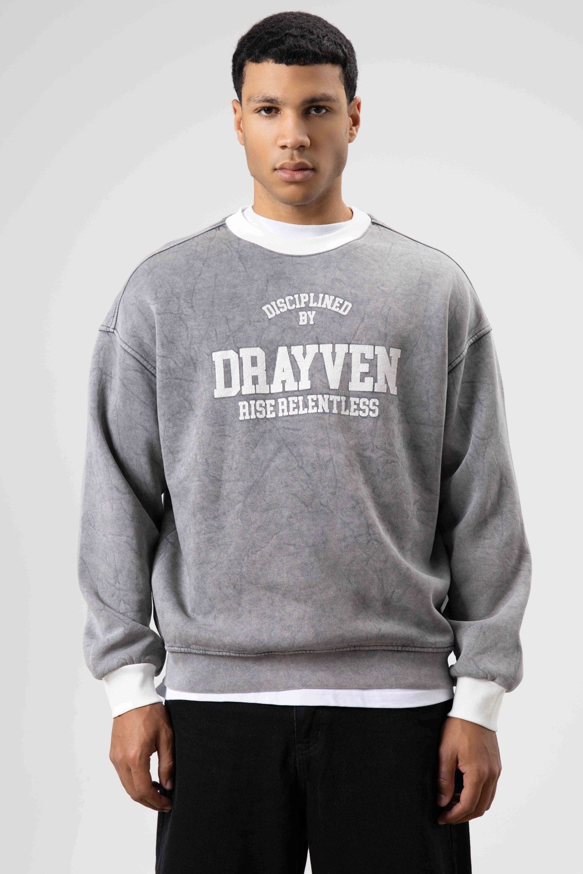 Oversized Bike Neck Print Sweatshirt