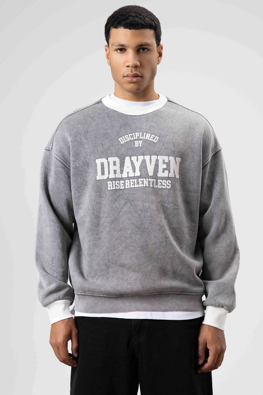 Oversized Bike Neck Print Sweatshirt
