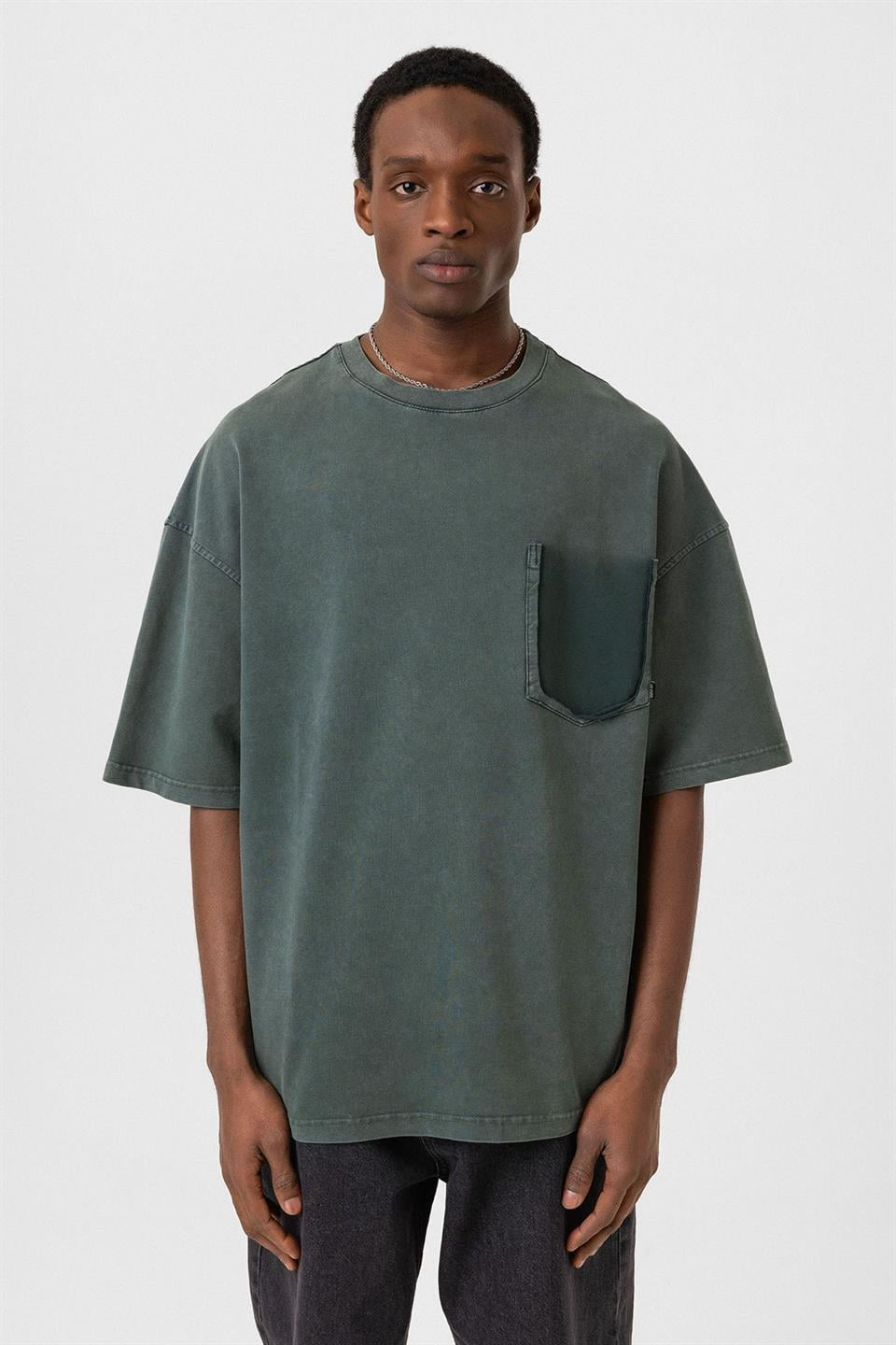 Oversized T-Shirt with Washed Pocket Detail