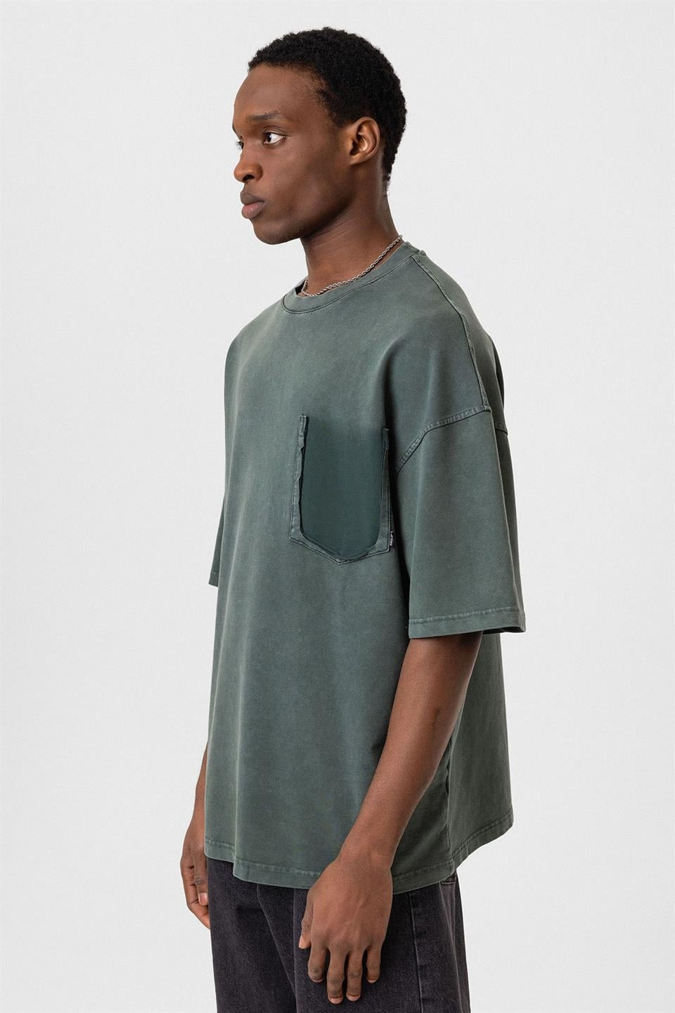 Oversized T-Shirt with Washed Pocket Detail