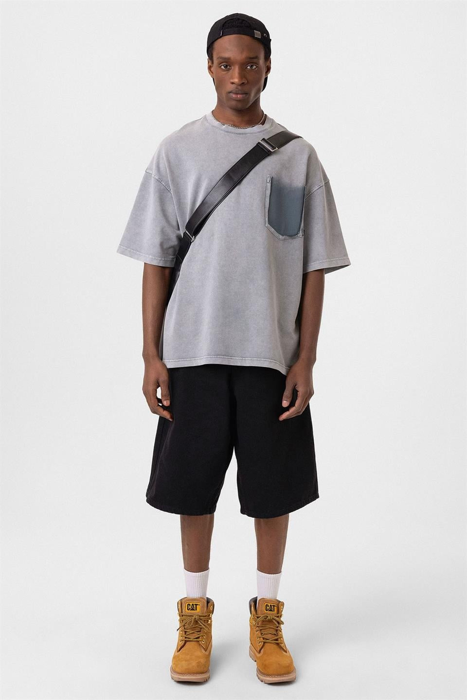 Oversized T-Shirt with Washed Pocket Detail