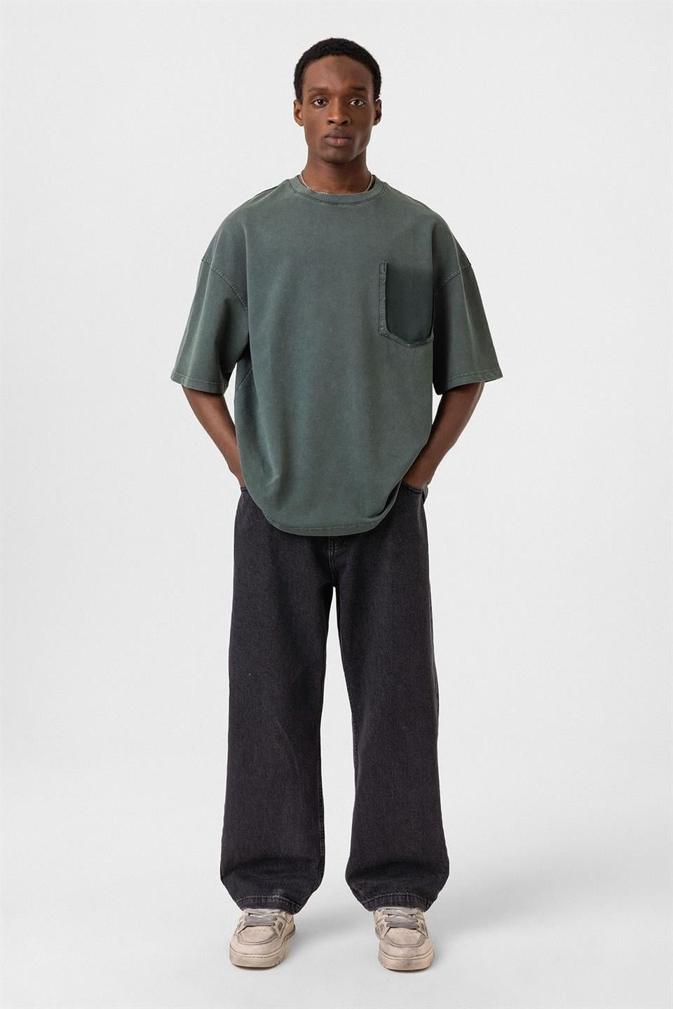 Oversized T-Shirt with Washed Pocket Detail