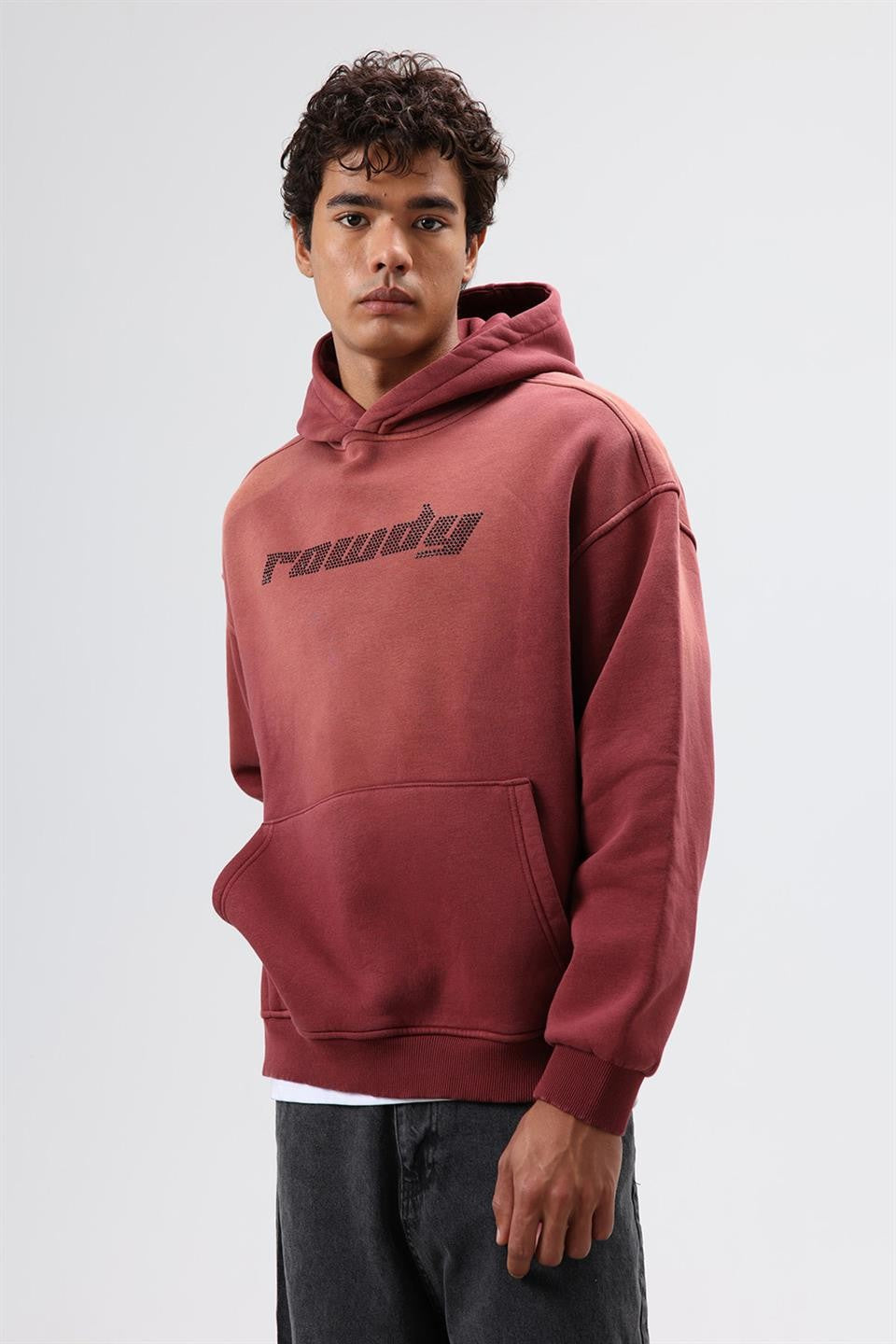 Oversized Printed Washed Hoodie
