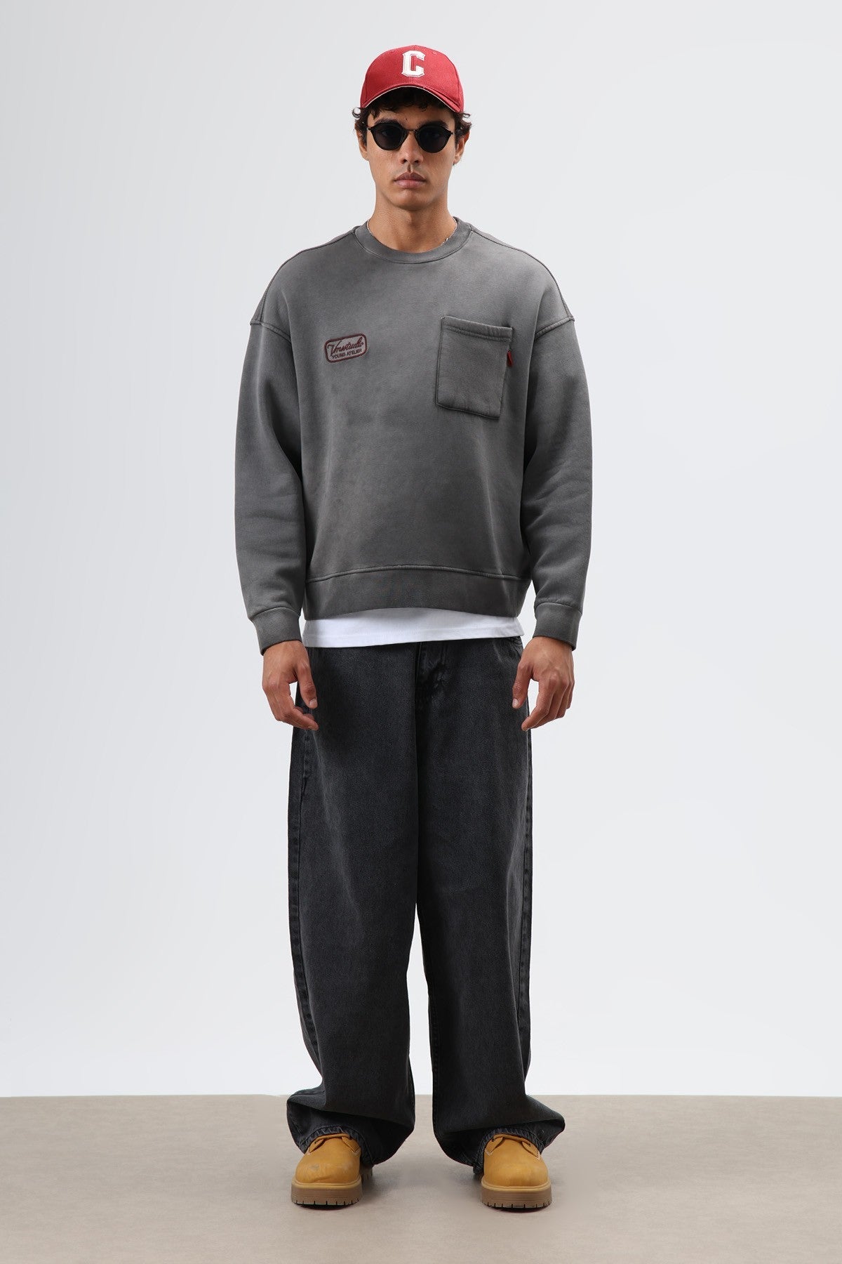 Oversized Bike Neck Sweatshirt with Pockets