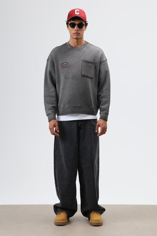 Oversized Bike Neck Sweatshirt with Pockets
