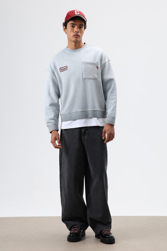 Oversized Bike Neck Sweatshirt with Pockets