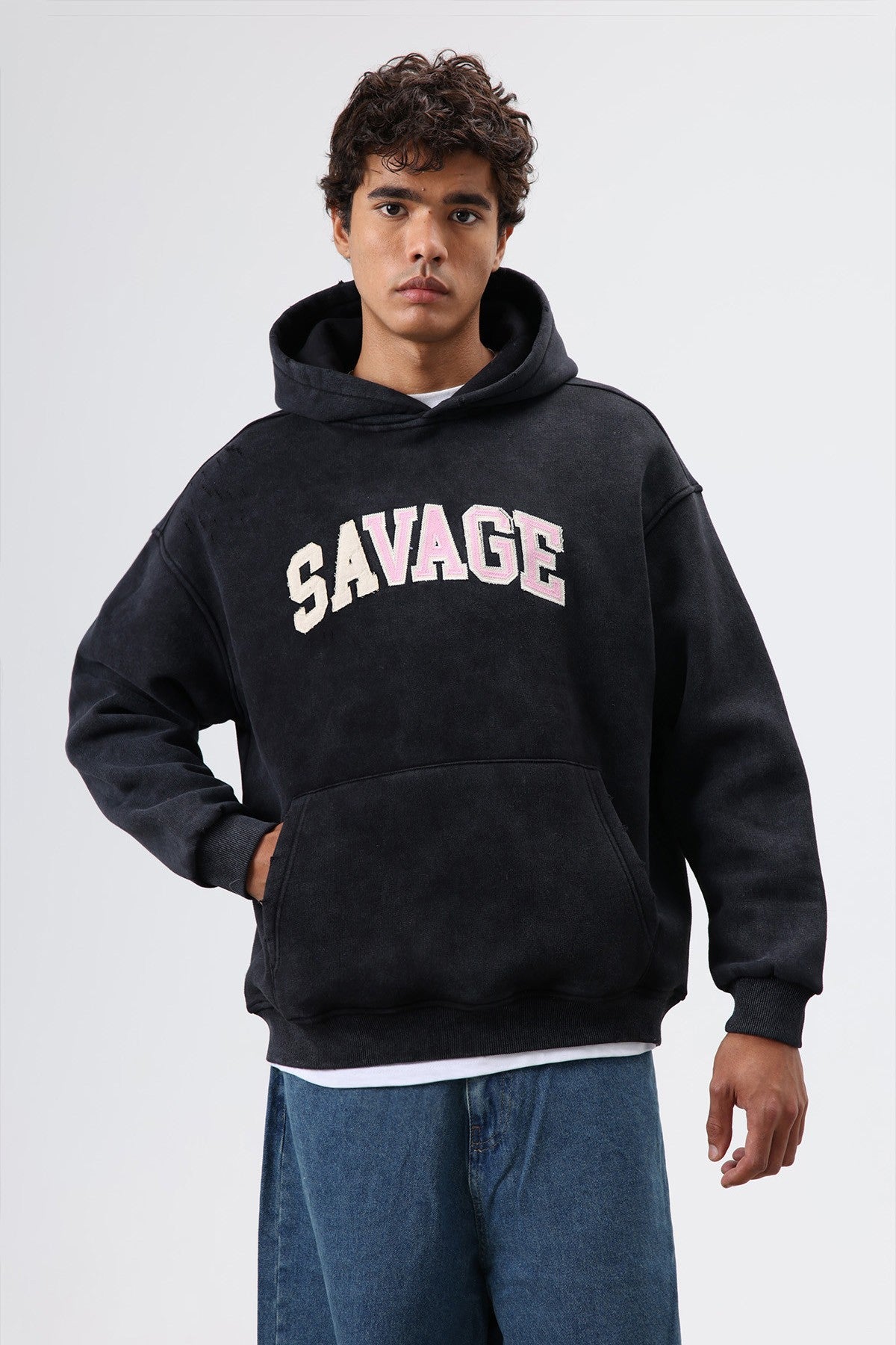 Oversized Printed Hooded Sweatshirt V70-127